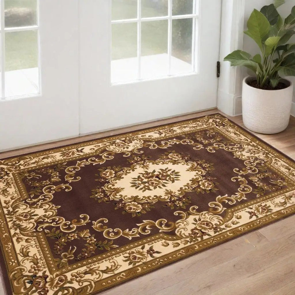 2' X 3' Polypropylene Plum Or Ivory Accent Rug - Homeroots