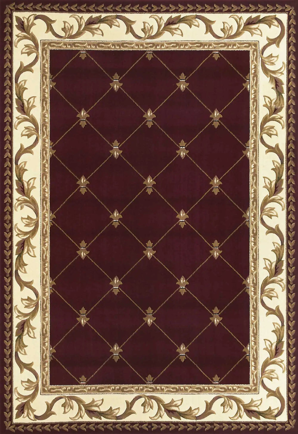 2' X 3' Red Machine Woven Hand Carved Fleur De Lis Indoor Accent Rug - Homeroots