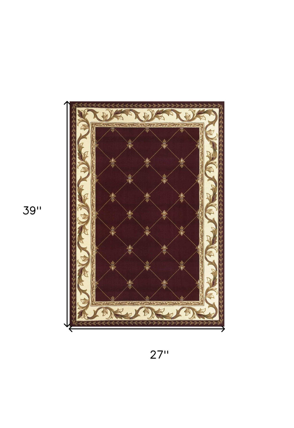 2' X 3' Red Machine Woven Hand Carved Fleur De Lis Indoor Accent Rug - Homeroots - Flyclothing LLC