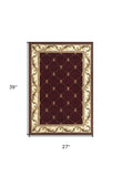 2' X 3' Red Machine Woven Hand Carved Fleur De Lis Indoor Accent Rug - Homeroots
