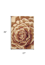 2' X 3' Ivory Machine Woven Hand Carved Oversized Floral Indoor Accent Rug - Homeroots - Flyclothing LLC
