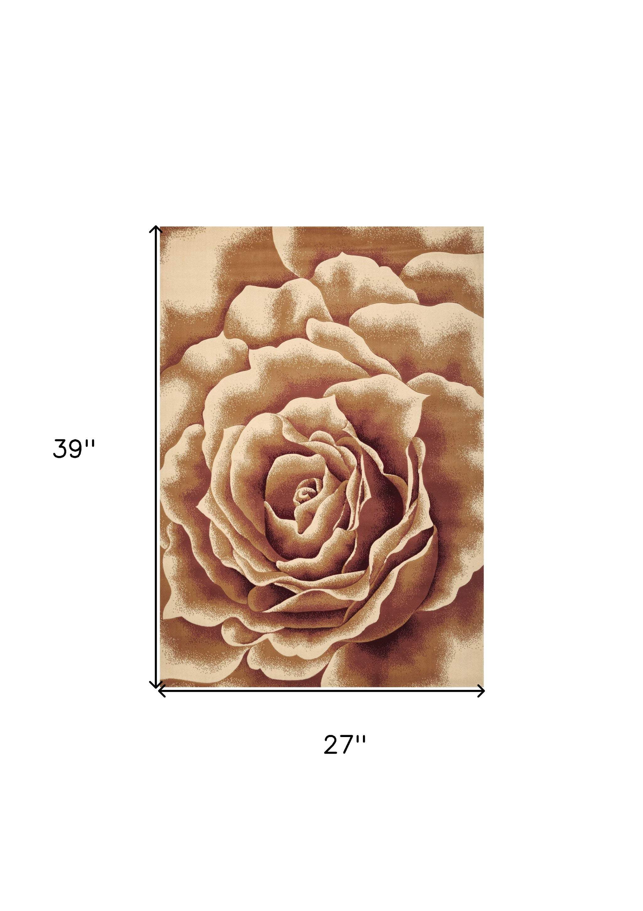 2' X 3' Ivory Machine Woven Hand Carved Oversized Floral Indoor Accent Rug - Homeroots - Flyclothing LLC