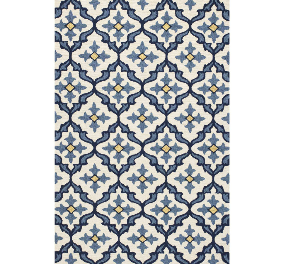 2' X 3' Ivory and Blue Moroccan Handmade Indoor Outdoor Area Rug - Homeroots - Flyclothing LLC