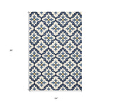 2' X 3' Ivory and Blue Moroccan Handmade Indoor Outdoor Area Rug - Homeroots