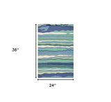 2' X 3' Blue and Ivory Abstract Handmade Indoor Outdoor Area Rug - Homeroots - Flyclothing LLC
