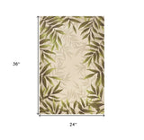 2' X 3' Beige Floral Handmade Indoor Outdoor Area Rug - Homeroots