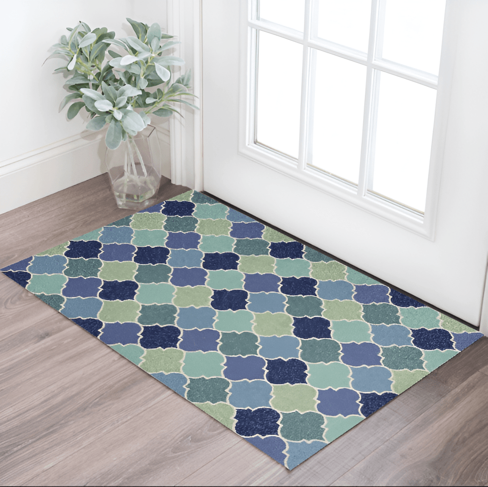 2' X 3' Blue Quatrefoil Hand Tufted Area Rug - Homeroots