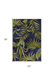 2' X 3' Blue Floral Handmade Indoor Outdoor Area Rug - Homeroots