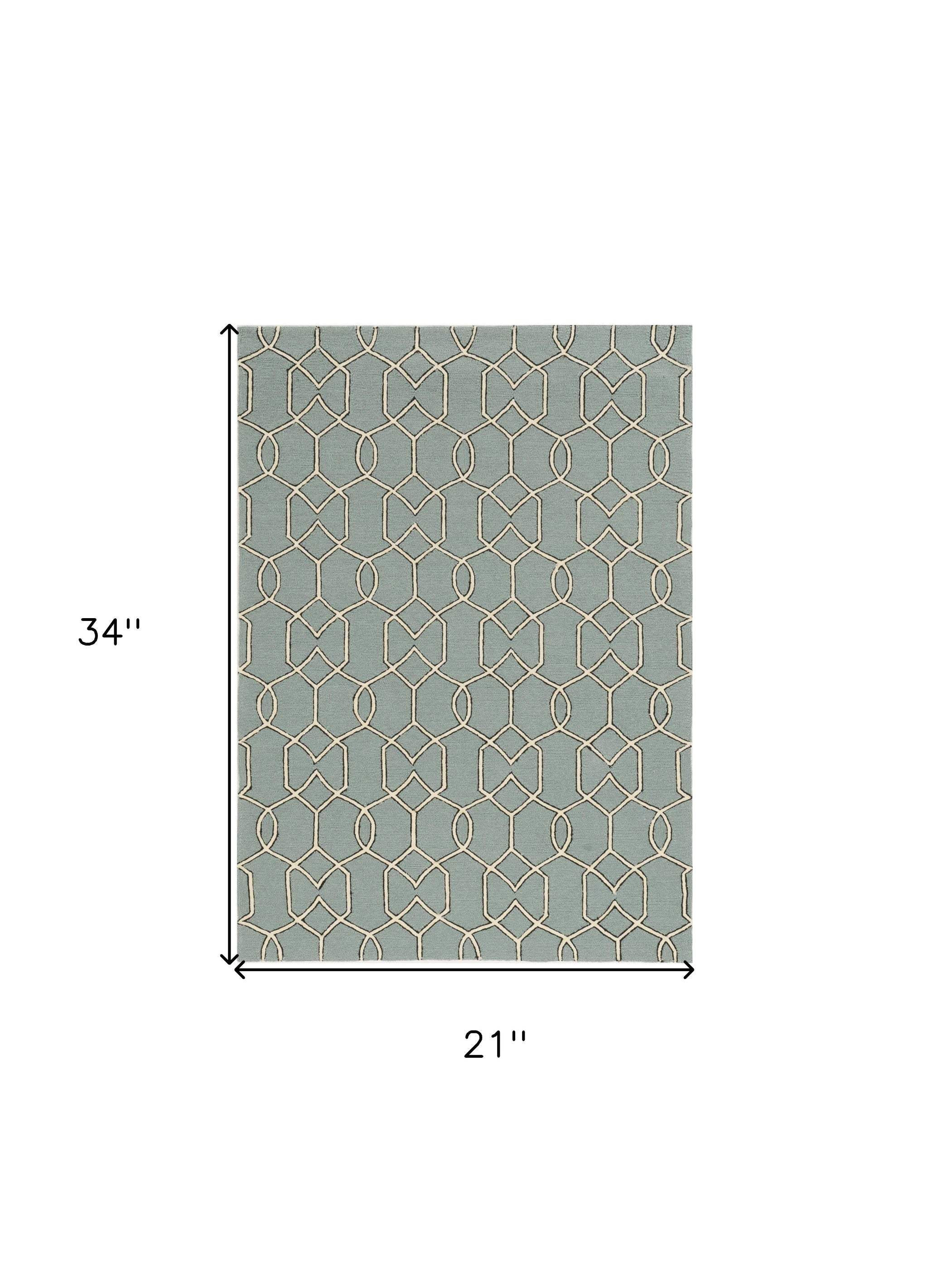 2' X 3' Green and Ivory Hand Hooked Area Rug - Homeroots - Flyclothing LLC