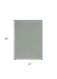 2' X 3' Green and Ivory Hand Hooked Area Rug - Homeroots