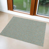 2' X 3' Green and Ivory Hand Hooked Area Rug - Homeroots