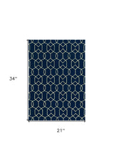 2' X 3' Navy Blue Hand Hooked Area Rug - Homeroots - Flyclothing LLC