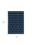 2' X 3' Navy Blue Hand Hooked Area Rug - Homeroots