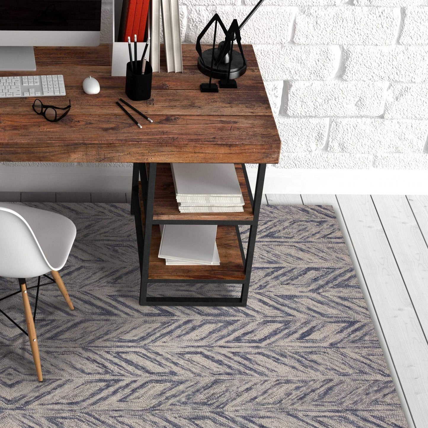 2' X 4' Blue Wool Hand Tufted Area Rug - Homeroots - Flyclothing LLC