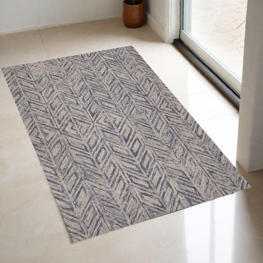 2' X 4' Blue Wool Hand Tufted Area Rug - Homeroots