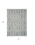 2' X 4' Blue Wool Geometric Hand Tufted Area Rug - Homeroots