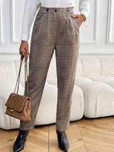 Perfee Plaid Straight Pants with Pockets - Trendsi - Flyclothing LLC