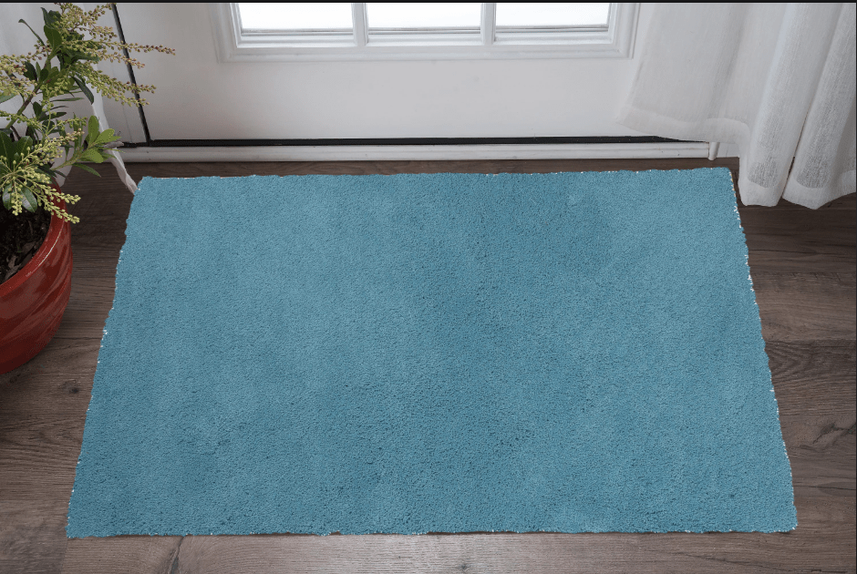 2' X 4' Polyester Highlighter Blue Area Rug - Homeroots