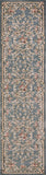 8' Slate Blue Bordered Floral Indoor Runner Rug - Homeroots - Flyclothing LLC