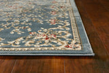 8' Slate Blue Bordered Floral Indoor Runner Rug - Homeroots
