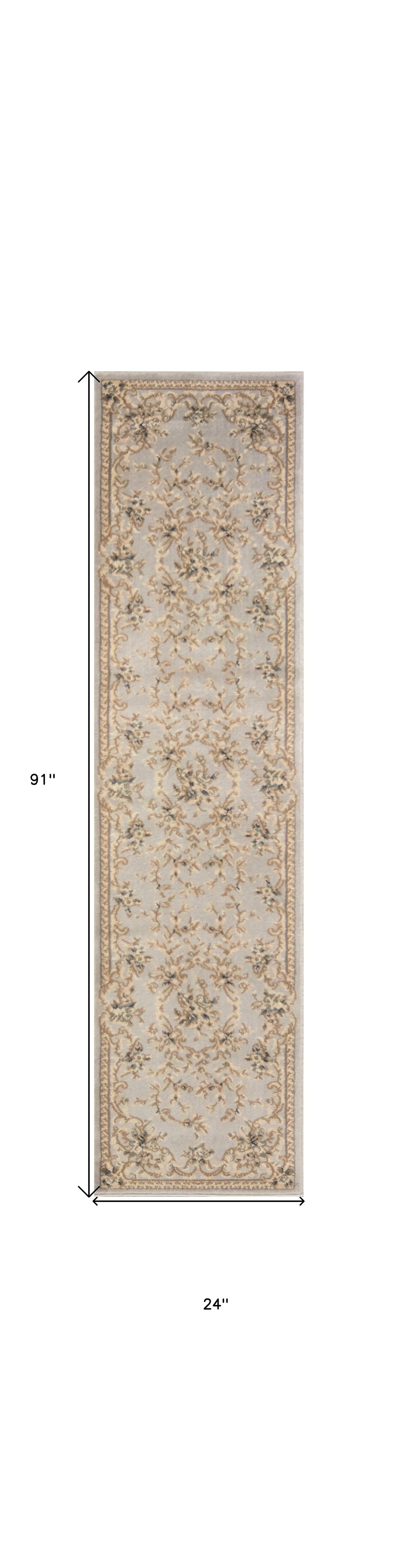 8' Light Grey Polypropylene Runner Rug - Homeroots - Flyclothing LLC
