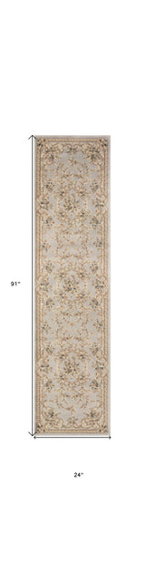 8' Light Grey Polypropylene Runner Rug - Homeroots - Flyclothing LLC