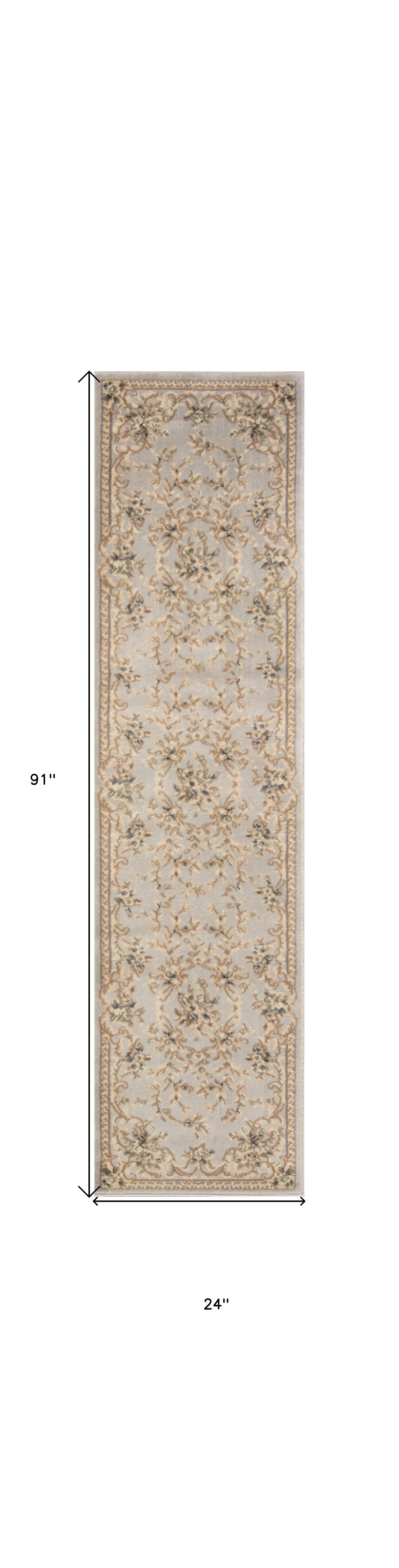8' Light Grey Polypropylene Runner Rug - Homeroots - Flyclothing LLC