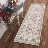 8' Ivory Bordered Floral Indoor Runner Rug - Homeroots - Flyclothing LLC