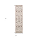 8' Ivory Bordered Floral Indoor Runner Rug - Homeroots - Flyclothing LLC