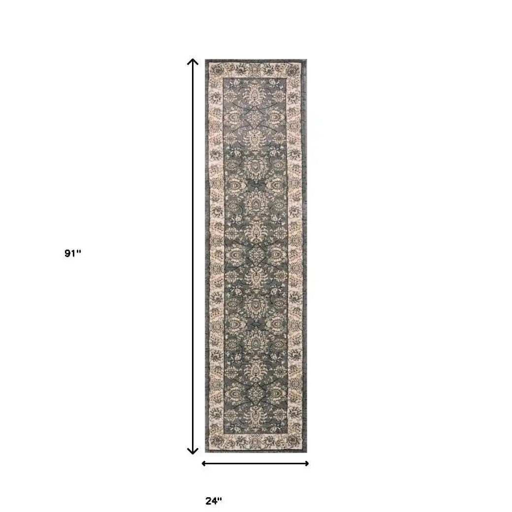 8' Grey Or Ivory Polypropylene Runner Rug - Homeroots - Flyclothing LLC