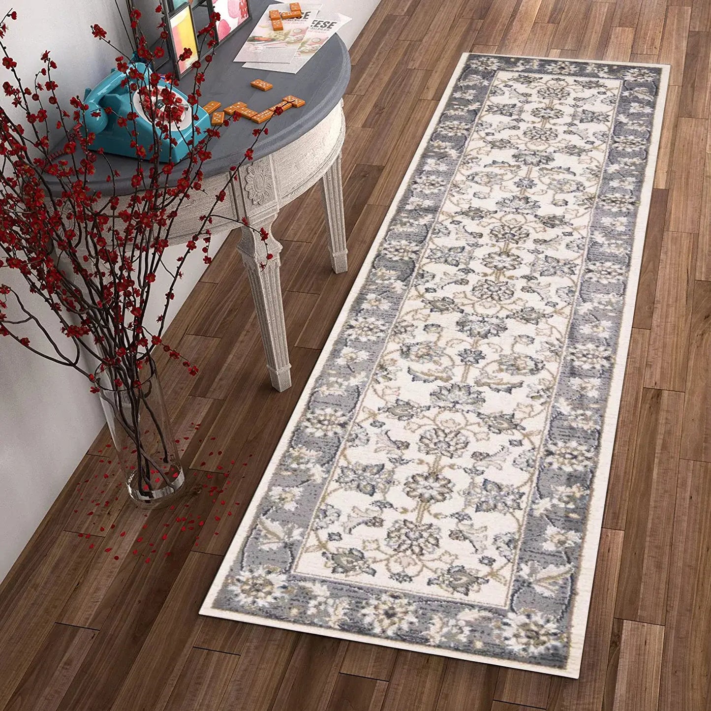 8' Gray And Ivory Runner Rug - Homeroots - Flyclothing LLC