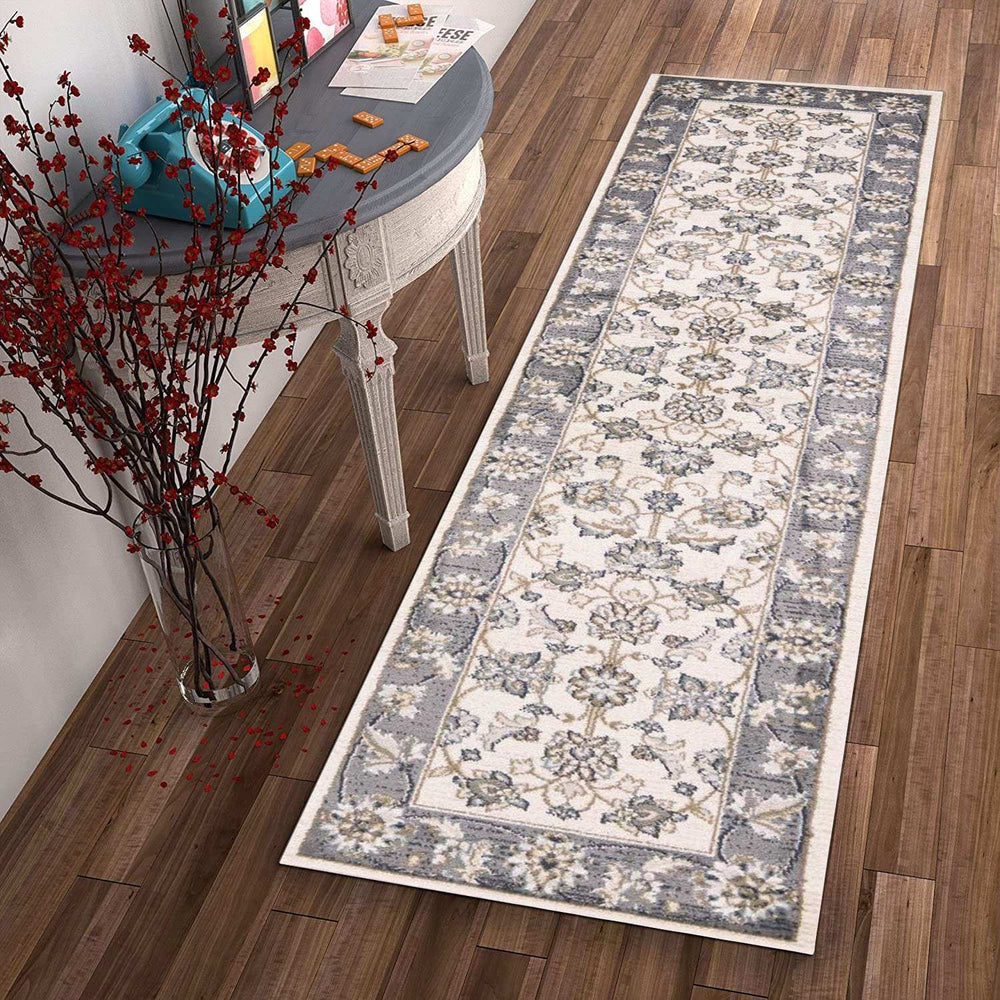 8' Gray And Ivory Runner Rug - Homeroots - Flyclothing LLC