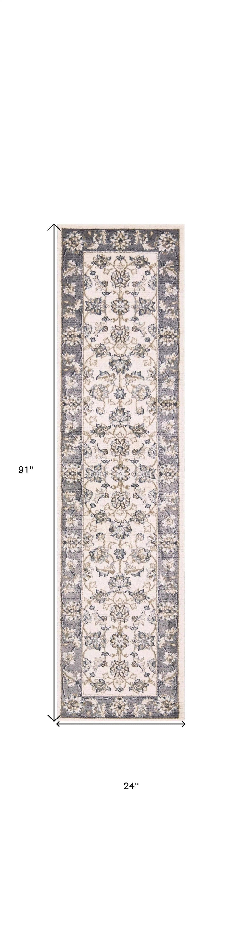 8' Gray And Ivory Runner Rug - Homeroots - Flyclothing LLC