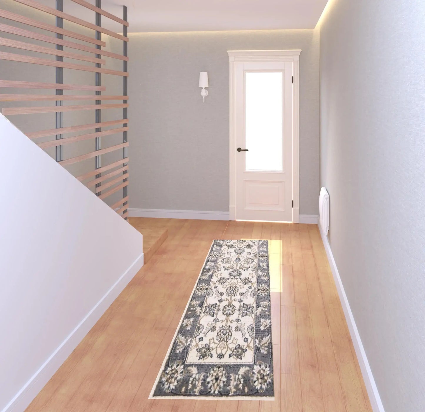 8' Gray And Ivory Runner Rug - Homeroots - Flyclothing LLC