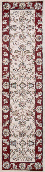 8' Ivory Red Bordered Floral Indoor Runner Rug - Homeroots - Flyclothing LLC