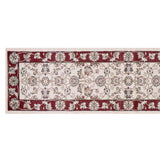 8' Ivory Red Bordered Floral Indoor Runner Rug - Homeroots