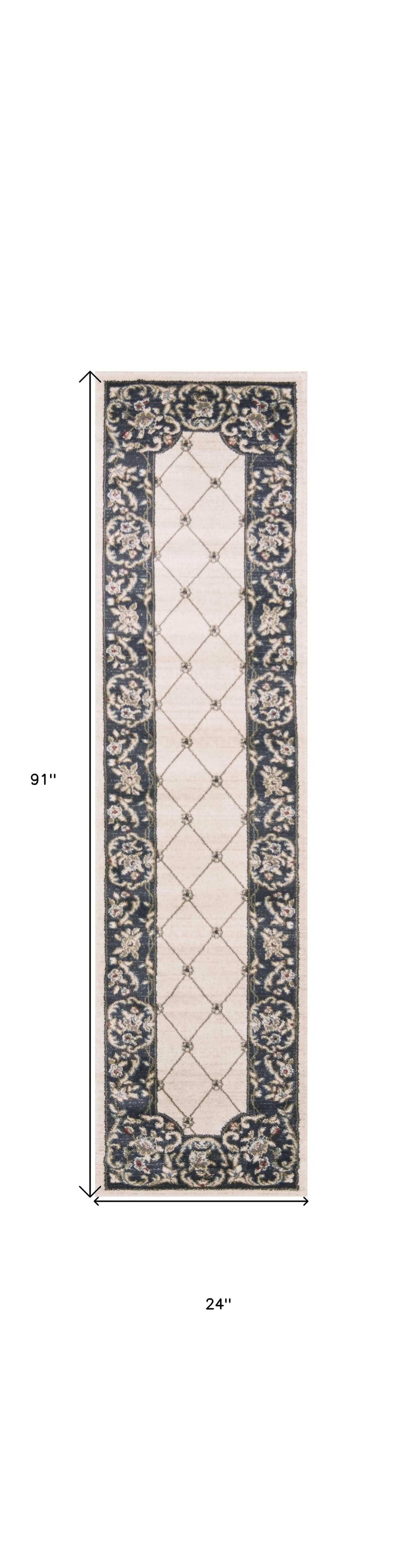 8' Ivory Or Grey Polypropylene Runner Rug - Homeroots - Flyclothing LLC