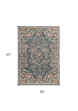 3' X 5' Slate Blue Floral Area Rug - Homeroots