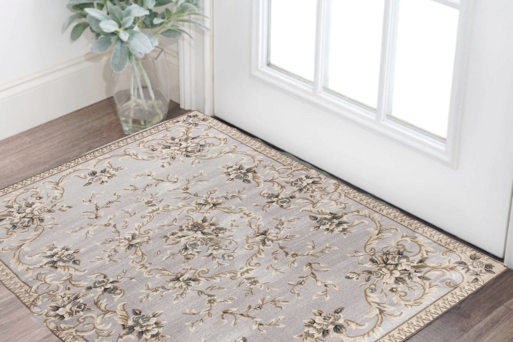 3' X 5' Light Gray Floral Area Rug - Homeroots
