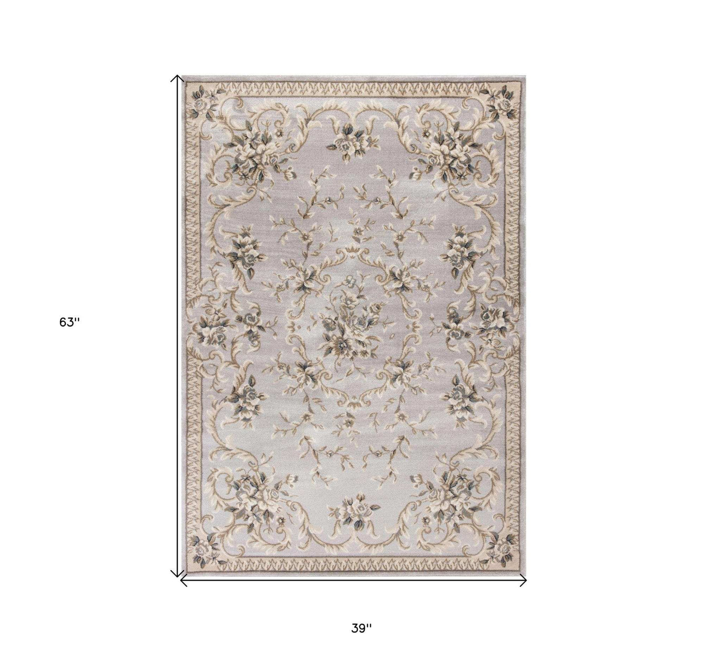 3' X 5' Light Gray Floral Area Rug - Homeroots - Flyclothing LLC