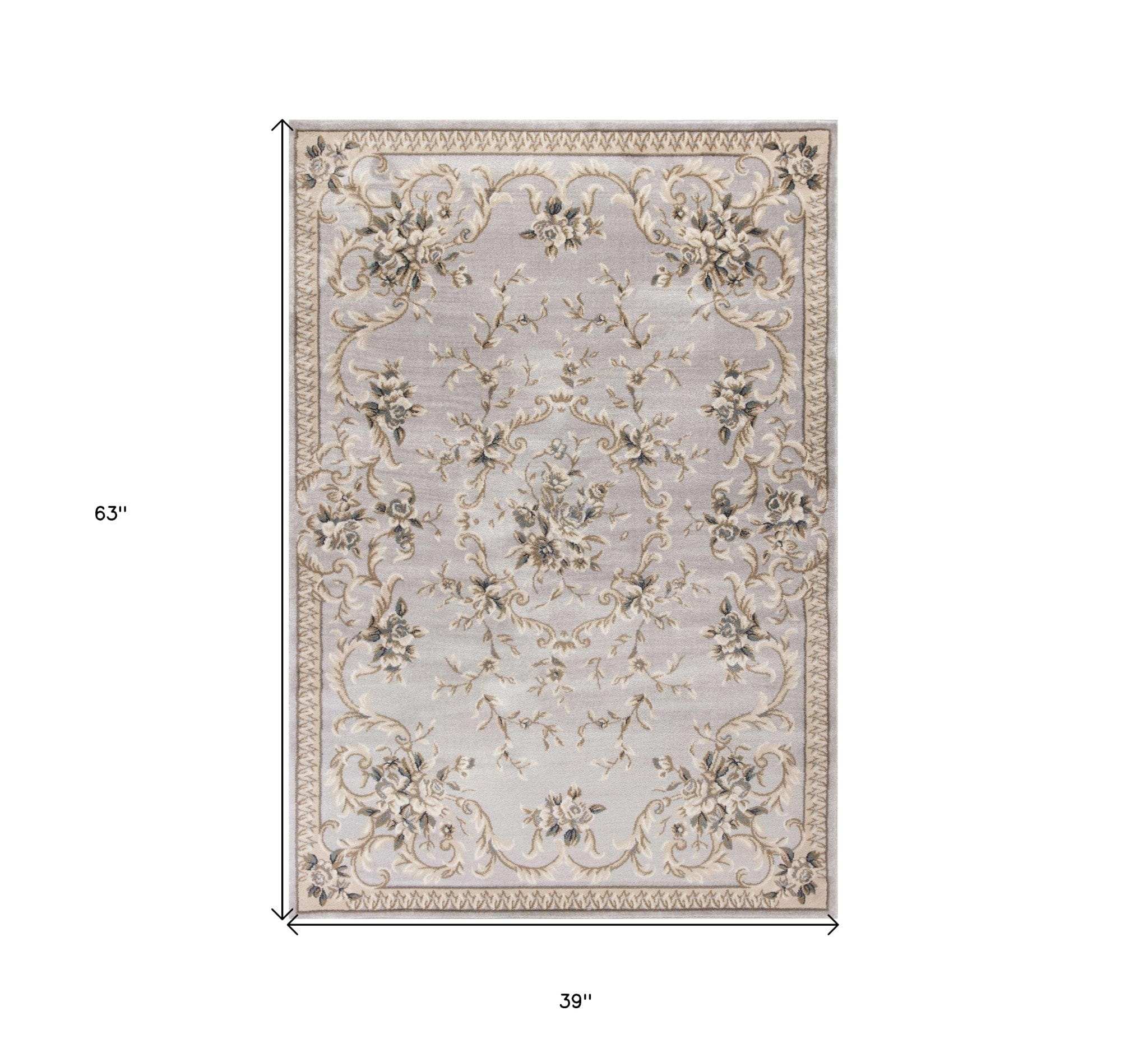 3' X 5' Light Gray Floral Area Rug - Homeroots - Flyclothing LLC