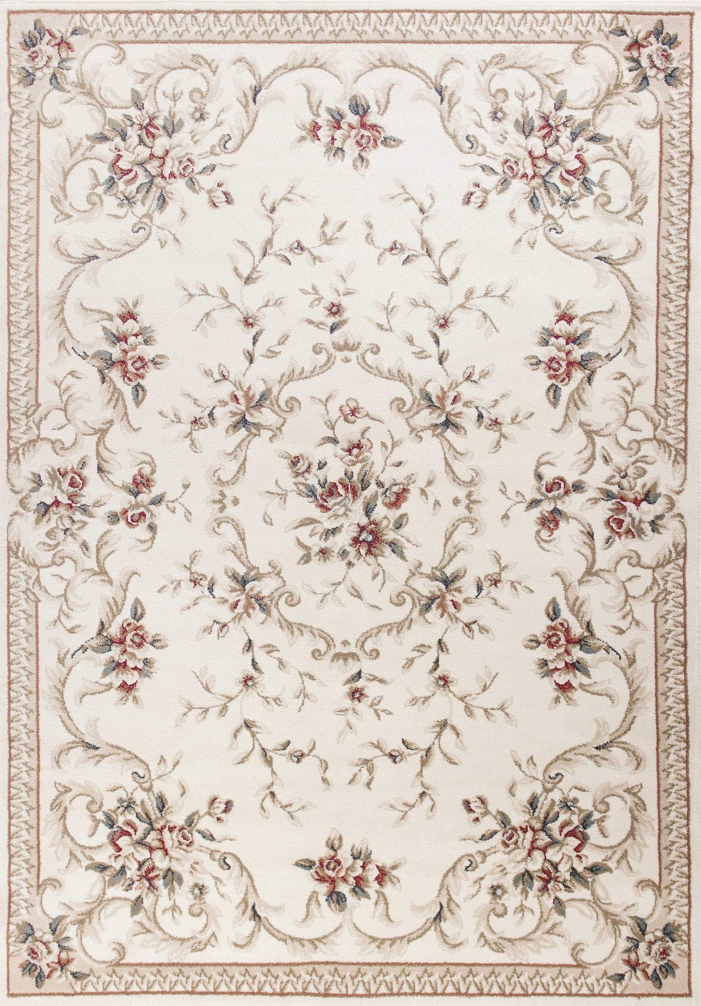 3' X 5' Ivory Bordered Floral Indoor Area Rug - Homeroots - Flyclothing LLC
