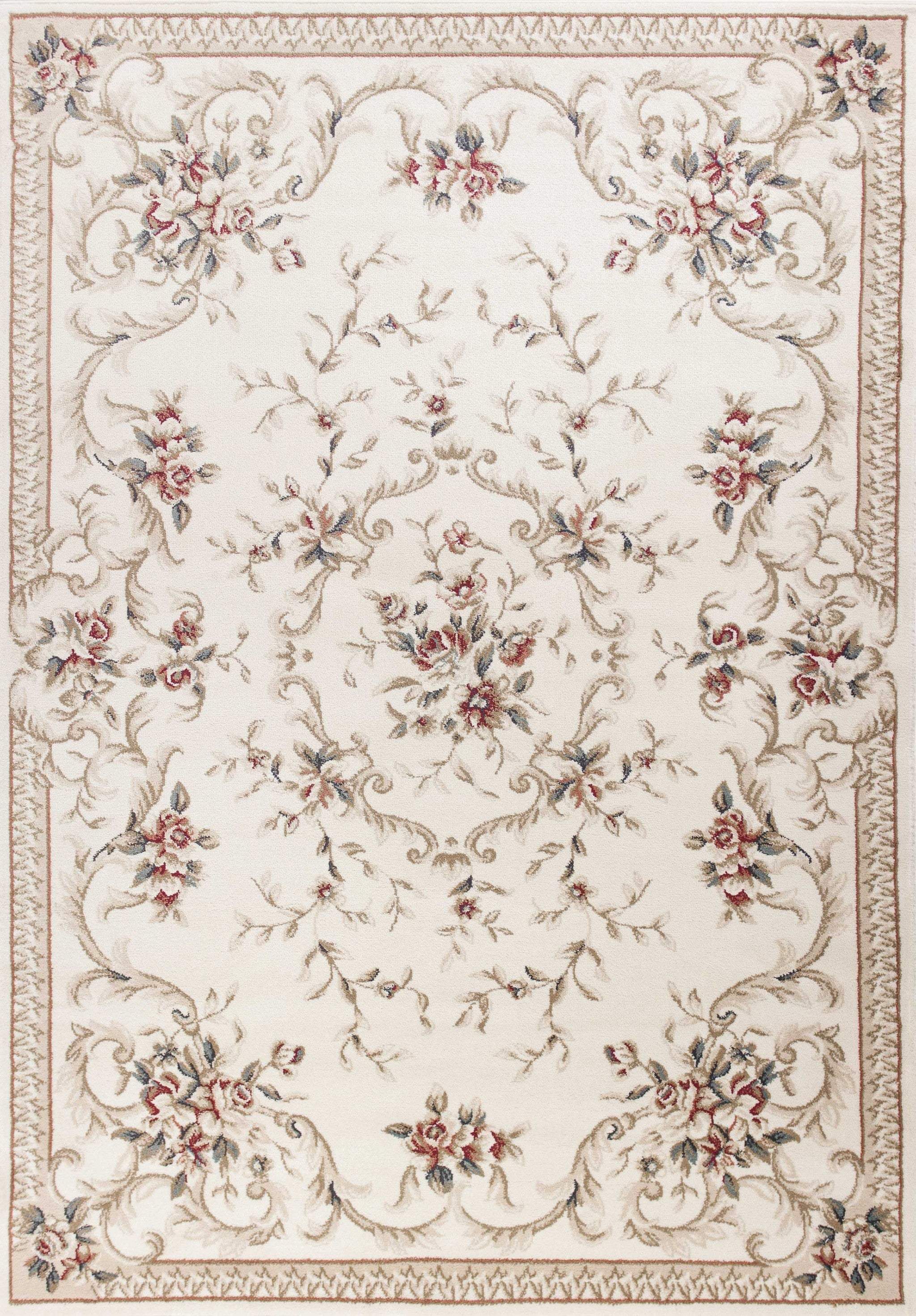 3' X 5' Ivory Bordered Floral Indoor Area Rug - Homeroots - Flyclothing LLC