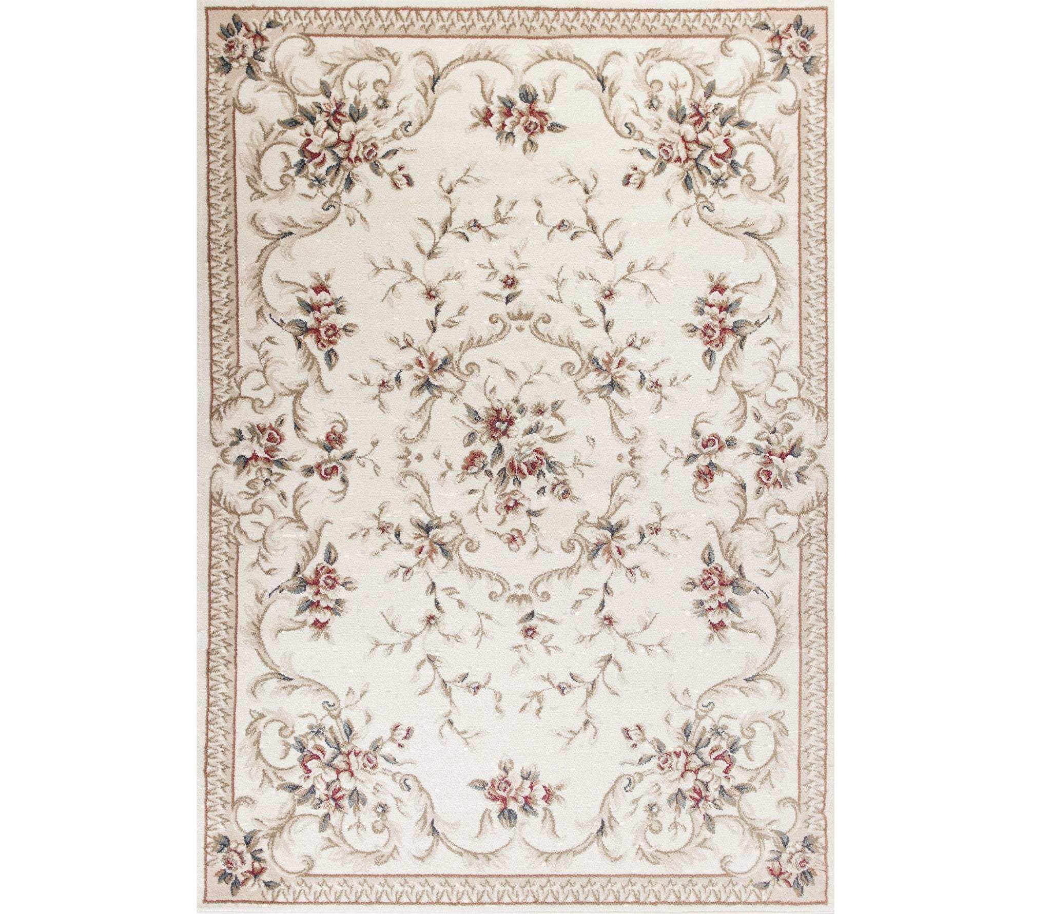 3' X 5' Ivory Bordered Floral Indoor Area Rug - Homeroots - Flyclothing LLC