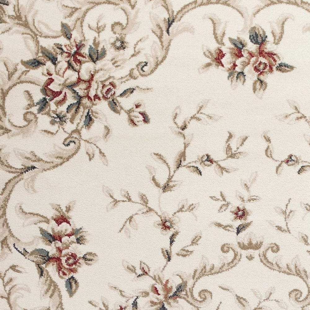 3' X 5' Ivory Bordered Floral Indoor Area Rug - Homeroots - Flyclothing LLC