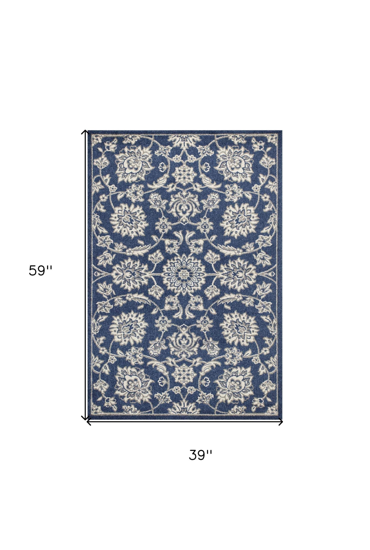 3' X 5' Blue and Ivory Area Rug - Homeroots - Flyclothing LLC