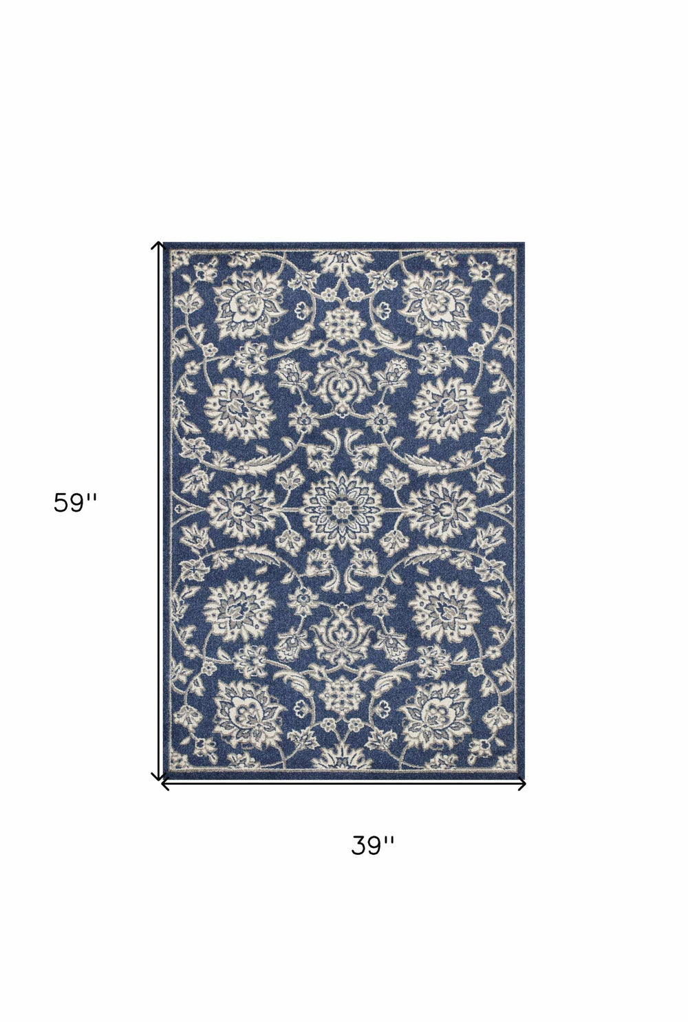 3' X 5' Blue and Ivory Area Rug - Homeroots - Flyclothing LLC