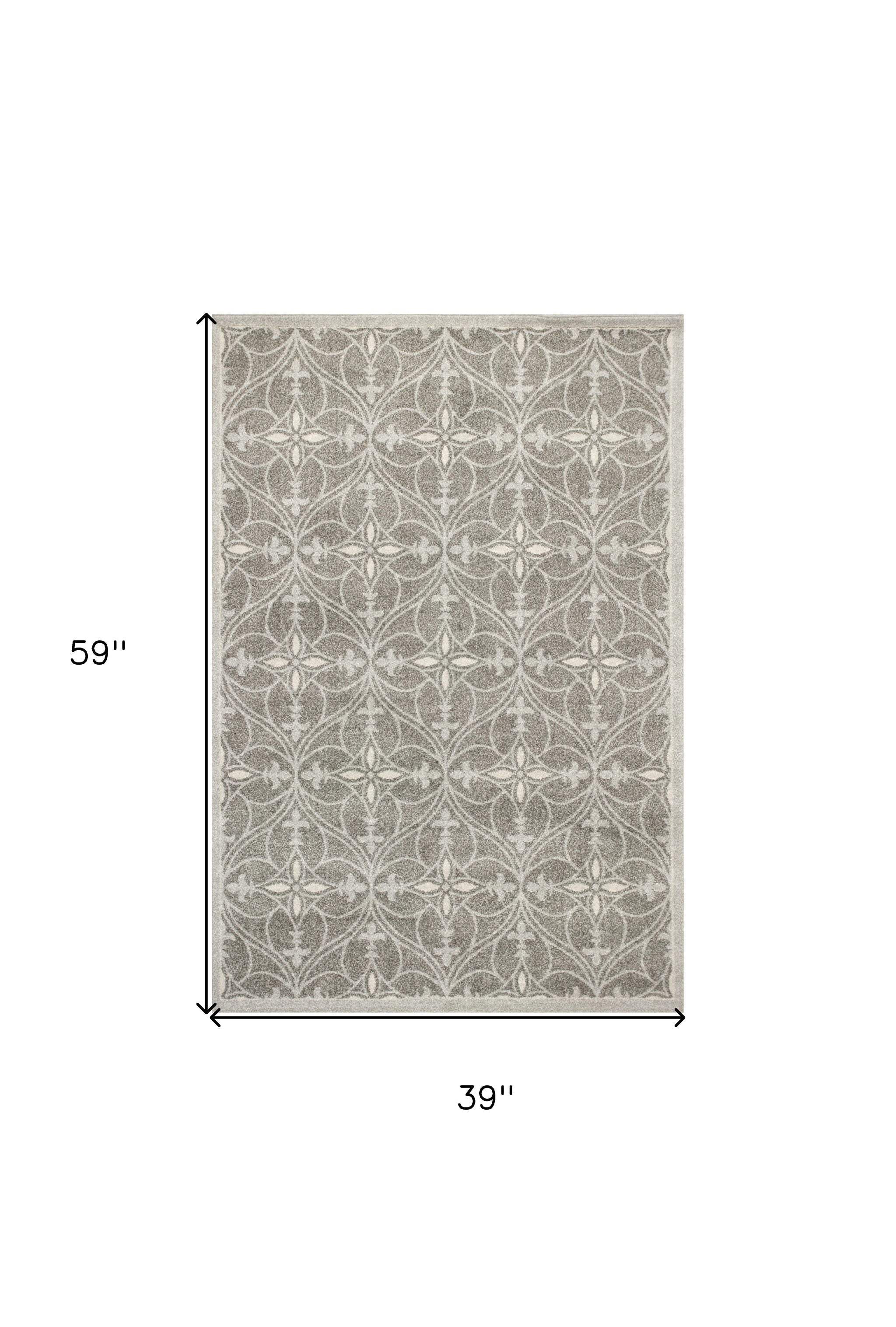 3' X 5' Gray Moroccan Indoor Outdoor Area Rug - Homeroots - Flyclothing LLC