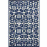 3' X 5' Blue and Ivory Area Rug - Homeroots