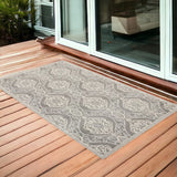 3' X 5' Silver Moroccan Indoor Outdoor Area Rug - Homeroots
